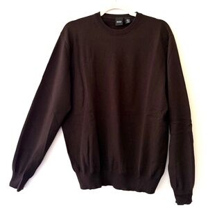 BOSS Hugo Boss Mens Wool Chocolate Brown Crew Neck Fine Gauge Knit Sweater MED